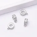 Detailansicht der versilberten Zwischenperlen mit Mikrozirkonia und Aufhängeschleifen - Weißgold Vergoldet-6mm Außendurchmesser