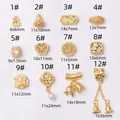 Collection of 12 gold ancient sand gold pendants in butterfly and gourd shapes for jewelry DIY - Gourd Style (1#)