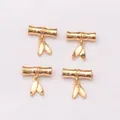 Lot de 4 pendentifs en forme de bambou doré 24 carats pour création de bijoux DIY - Style 1 Feuille de Bambou