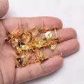 18k gold plated flat pad earring posts with loop for DIY jewelry making supplies - 6mm Outer Diameter / 18K Gold Plated