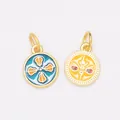 Golden enamel charms with blue and yellow traditional patterns for DIY bracelet making - Blue And Yellow Wisdom Eye Style (T17-1#)