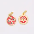 Golden red enamel pendant charms for DIY jewelry making and handmade bracelets - Red And Green Geometric Totem (T47-3#)