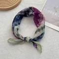 Foulard quadrato in cotone e lino con stampe geometriche etnice e stile boho - 58 cm x 58 cm / Verde