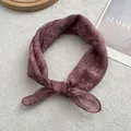 Foulard vintage en coton et lin bordeaux à motif floral pour femme style rétro chic - 58 cm x 58 cm / Rouge