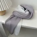 Detail of gray and white pleated scarf with delicate lace mesh splicing and texture - Gray
