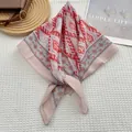 Japanese style red diamond pattern cotton linen square scarf for women neck decoration - 70x70 / Red