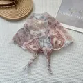Bandana-Seidenschal mit Paisley-Muster in Rosa und Blau mit Blumen für Damen - Rosa