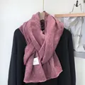 Wrinkled cotton linen tie-dye scarf in lotus pink with vintage brand woven label - Burgundy