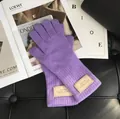 Lila Strickhandschuhe aus 100% australischer Wolle mit dekorativem Lederetikett - Lila