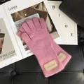 Rosa Strickhandschuhe aus australischer Wolle mit Lederetikett und Touch-Funktion - Rosa