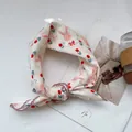 Detail of cream silk scarf with pink rabbit prints and purple lace borders - Rabbit Red