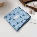 Sky blue cotton scarf with cherry patterns and blue crochet lace edge for women - Cherry Blue