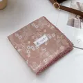 Floral cotton square scarf with crochet lace edge displayed on a minimal background - 70x70cm / Vine Floral Pink