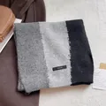Three-color block knit scarf in dark grey, light grey and black with soft ribbed texture - Dark Gray Light Gray Black