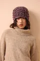 Detail of multi-color wool knit fisherman hat with vintage textured crochet pattern - Grape Purple