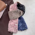 Sciarpa spessa in maglia colorblock rosa, blu e marrone per il calore invernale - Rosa Nero Cachi Blu Scuro
