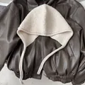 Detail of off-white 100% wool knit balaclava with warm textured ear flaps and long ties - Off White