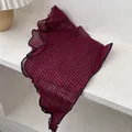 Macro detail of red and black gingham neckerchief with delicate ruffled wavy edges - Small Grid Cherry Red