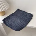 Detail of dark grey crinkle texture cotton linen scarf on minimalist white background - 180x90cm / Navy Blue