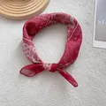 Detail of red paisley cotton bandana showing high-quality texture and printing - Red