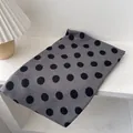 Detail of grey French vintage polka dot scarf with a minimalist pleated lamp scene - 180*60cm / Gray