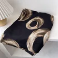Detail of soft winter scarf with khaki chain patterns and delicate frayed edge craftsmanship - 180x60cm / Black