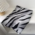 Thick zebra pattern scarf with fringed edges for women, black and white soft pashmina shawl - 180x60cm / Gray
