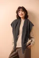 Chal triangular de punto gris oscuro 100% lana, bufanda gruesa de lujo para invierno - Gris