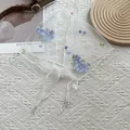 French style white lace triangle headscarf with floral embroidery for elegant hair styling - White