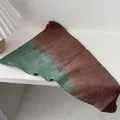 Detailed view of the gradient tie-dye cotton scarf with professional edge stitching - Green And Coffee