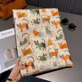 Pañuelo de seda y algodón con estampado de gatos artísticos para protección solar - Albaricoque