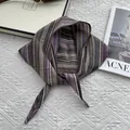 Detailed texture of cotton striped neckerchief with purple and grey woven patterns - Purple