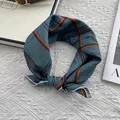 Blue and orange plaid cotton neckerchief featuring a stylish pre-tied knot design - Plaid Green