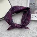 Detail of deep purple floral cotton linen neckerchief with geometric star pattern - Fuchsia Star Pattern