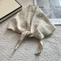 Detail shot of vintage floral pattern and crinkled texture on a beige cotton scarf - Vintage Leaf Style / Off White