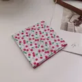 Vintage cotton linen square scarf with red cherry pattern for neck and hair styling - Small Cherry