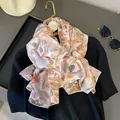 Atmungsaktiver Baumwoll-Leinen Schal mit herbstlichem Blattdruck für Strand-Sonnenschutz - Khaki