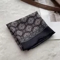 French vintage cotton linen headscarf with geometric patterns on a luxury background - Black