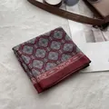 French vintage wine red geometric cotton linen headscarf on a stylish display - Red