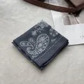 Detail of soft cotton linen paisley bandana in dark grey with white patterns - 58*58cm / Paisley Print