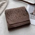 Thick 100% Merino wool cable knit scarf in dark caramel brown for men and women - Coffee