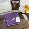 Macro detail of 100% wool purple nep yarn scarf with premium texture and logo tag - 06#-Purple