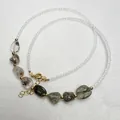 Collana artigianale di perline con spinello bianco e pietre naturali di quarzo fantasma - Quarzo Fantasma Verde