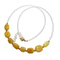 Collana stile Ins con spinello bianco, cristallo di fragola e perle gialle - Topazio