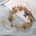 Multi-layer citrine crystal bracelet with 14K gold filled clasp and adjustable chain - Yellow