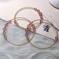 Three-piece faceted strawberry quartz bead bracelets with 14K gold-filled wire wrap - Stackable Style (sku_622751367447)