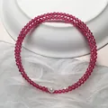 Double-layered spinel bead bracelet featuring faceted rose pink crystals and pearl accents - Red