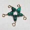 Detailed view of five malachite-patterned gourd pendants with gold metal spring clasps - Pendant Only (No Chain)