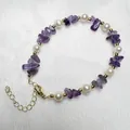 Armband van natuurlijke zoetwaterparels en paarse amethist met gouden sluiting - Amethist