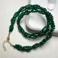 Elegant emerald green spinel choker with faceted multi-layer beads and gold clasp - Faceted Round Beads / Green Spinel (Emerald)